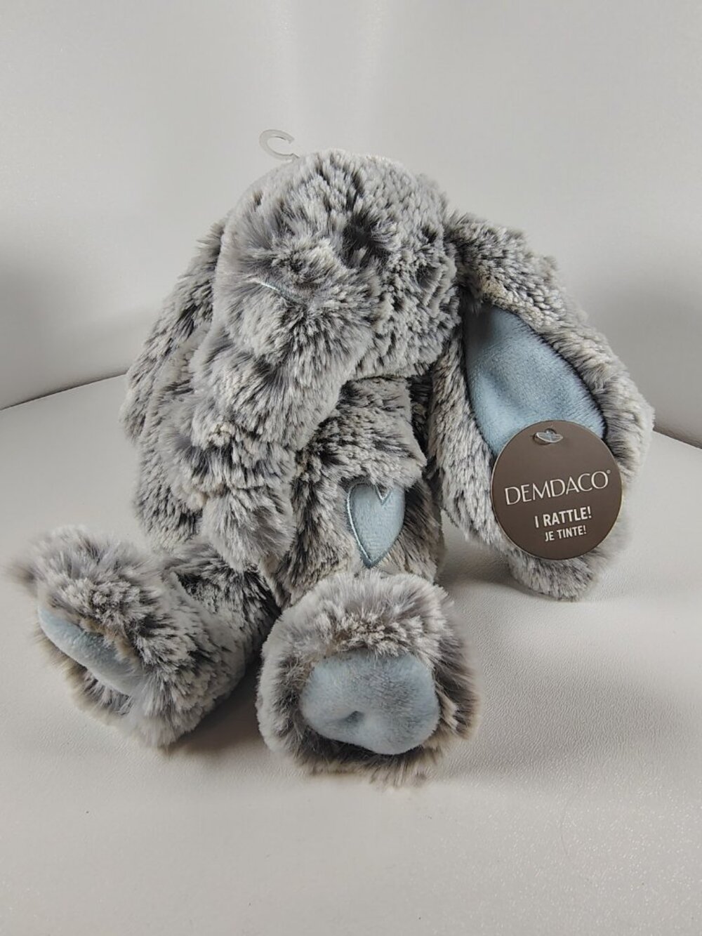 DEMDACO Luxurious Elephant Rattle Blue Plush Baby Toy BLUE heart NEW NWT
